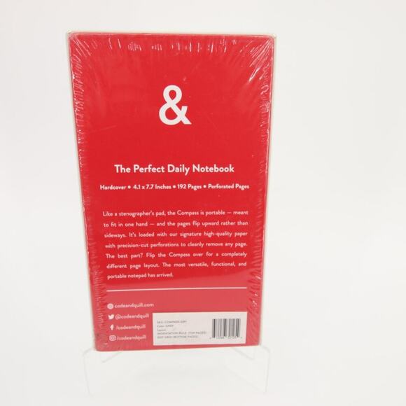 Code & Quill Gray Compass Perforated Portable Notepad Hardcover Journal - Picture 7 of 7